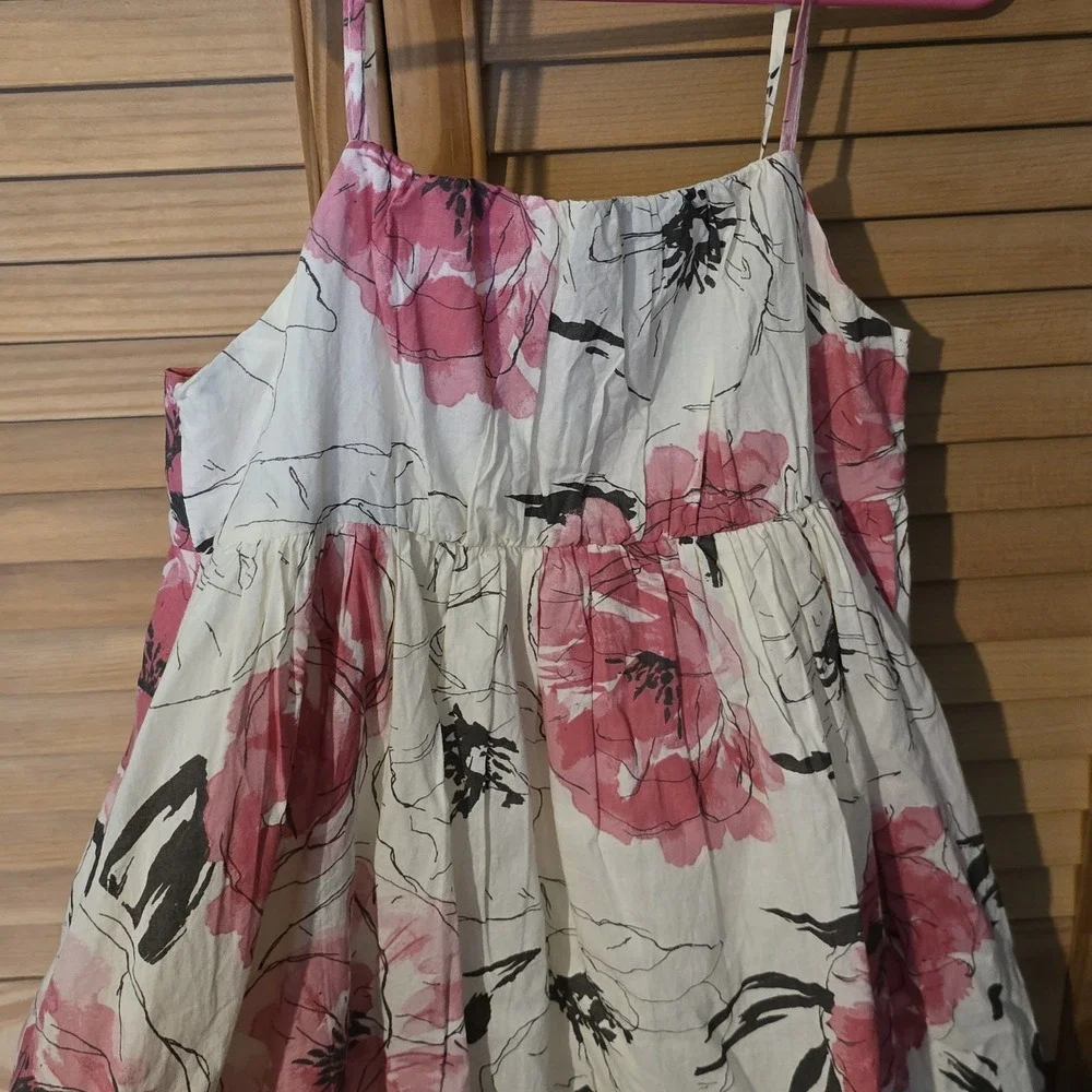 Baby Gap 5t‎ With Coral Floral 100% Cotton Voile Layered Bibbed A-Line Sun Dress